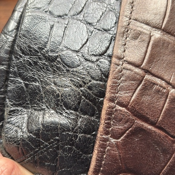 Brighton Ann Marie Bag Black Pearl Chocolate Brown Crocodile Embossed Crossbody - Picture 12 of 17